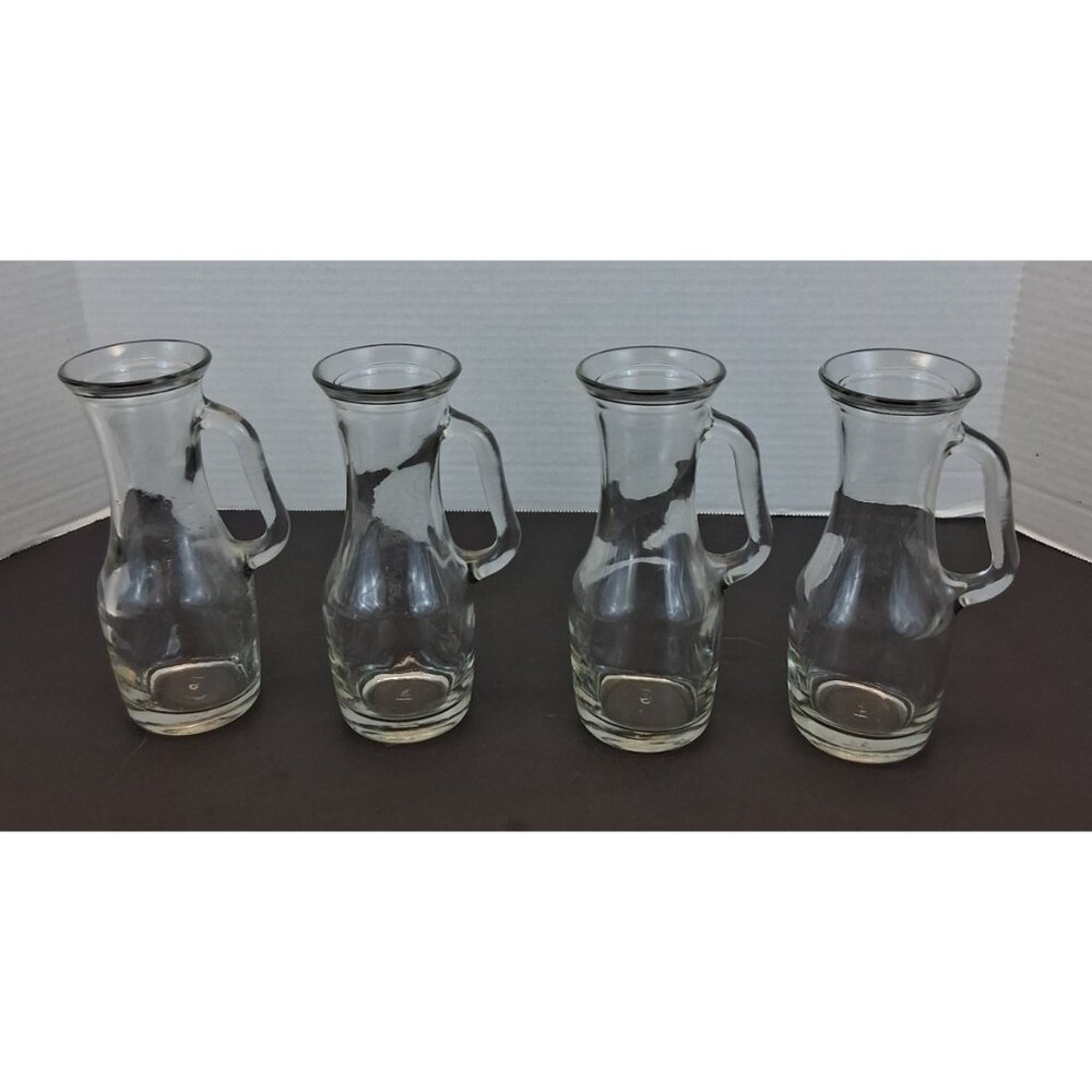 VTG Set 4 Clear Glass Creamer Pitchers 8 oz Mini Carafe Syrup Diner Style 1970s